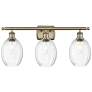 Ballston Preston 26"W 3 Light Brass Vanity Light With Clear Bulb Shade