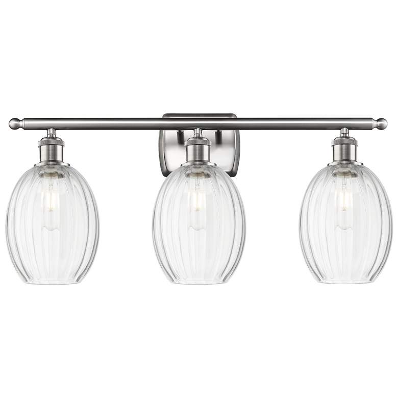 Image 1 Ballston Preston 26"W 3 Light Nickel Bath Light w/ Clear Bulb Shade