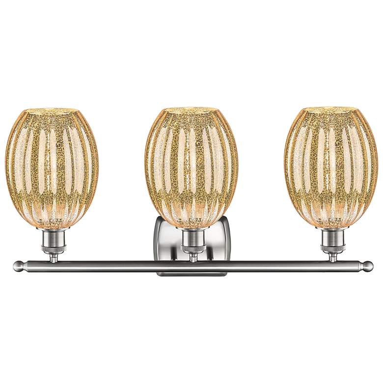 Image 2 Ballston Preston 26"W 3 Light Nickel Bath Light w/ Mercury Bulb Shade more views