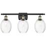 Ballston Preston 26"W 3-Lt Black Brass Bath Light w/ Clear Bulb Shade