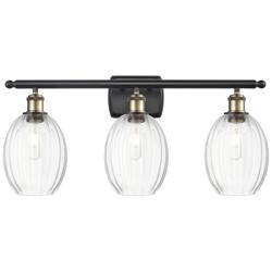 Ballston Preston 26"W 3-Lt Black Brass Bath Light w/ Clear Bulb Shade