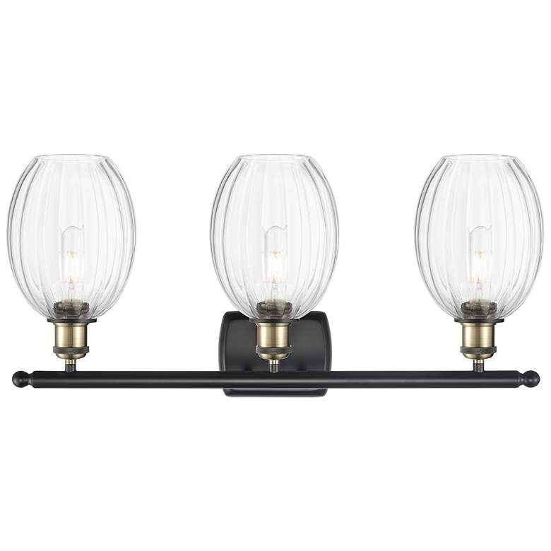 Image 2 Ballston Preston 26"W 3-Lt Black Brass Bath Light w/ Clear Bulb Shade more views