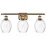 Ballston Preston 26"W 3-Lt Brushed Brass Vanity w/ Clear Bulb Shade