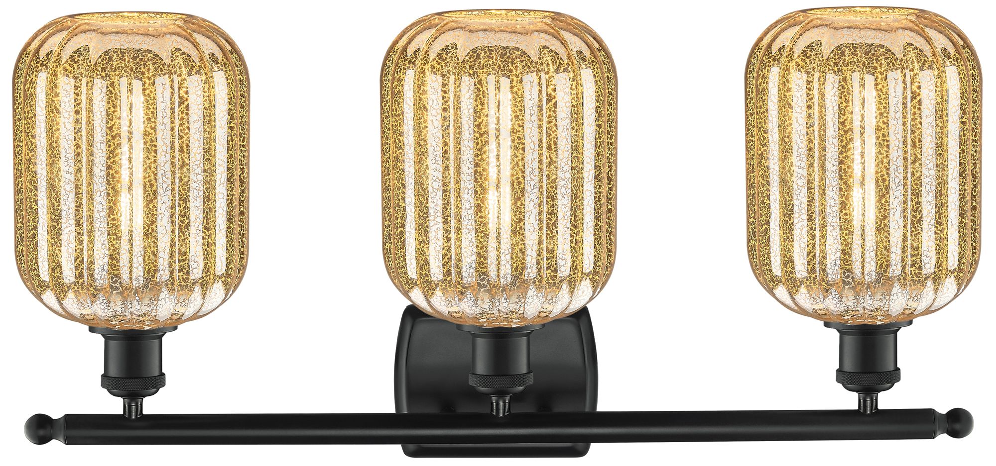 Image 2 Ballston Preston 27"W 3 Light Black Vanity Light w/ Mercury Jar Shade more views