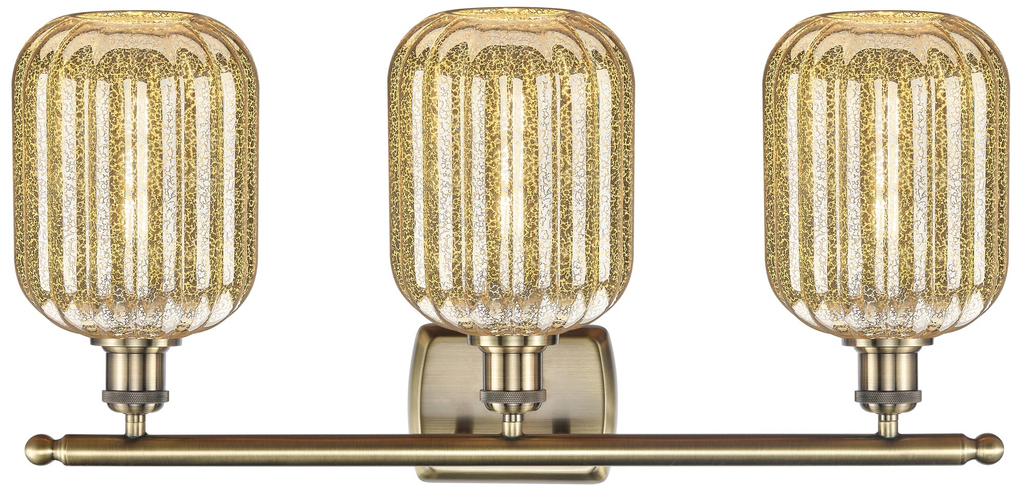 Image 2 Ballston Preston 27"W 3 Light Brass Bath Light With Mercury Jar Shade more views