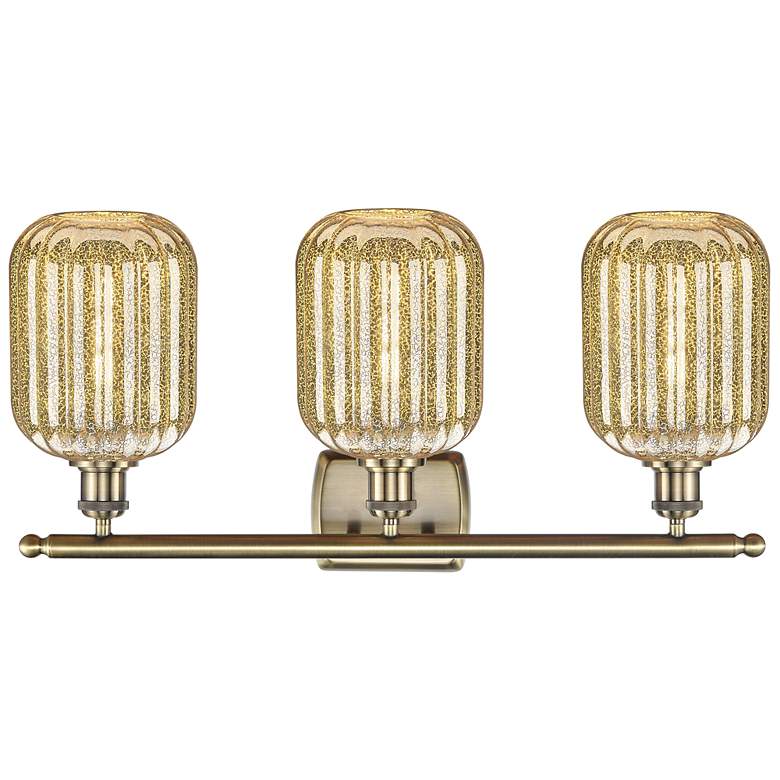 Image 2 Ballston Preston 27"W 3 Light Brass Bath Light With Mercury Jar Shade more views
