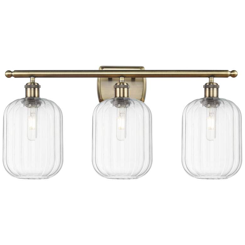 Image 1 Ballston Preston 27"W 3 Light Brass Vanity Light With Clear Jar Shade