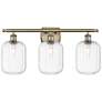 1_Ballston Preston 27"W 3 Light Brass Vanity Light With Clear Jar Shade