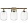 Ballston Preston 27"W 3 Light Brass Vanity Light With Clear Jar Shade