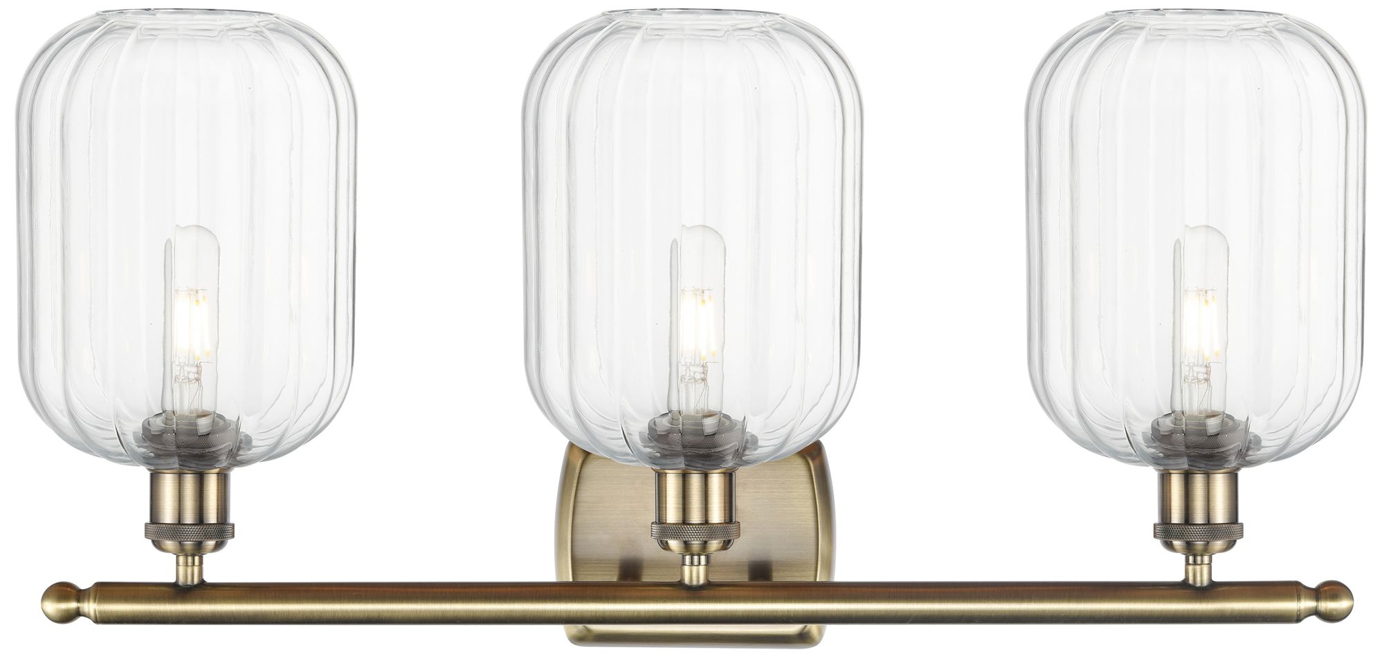 Image 2 Ballston Preston 27"W 3 Light Brass Vanity Light With Clear Jar Shade more views