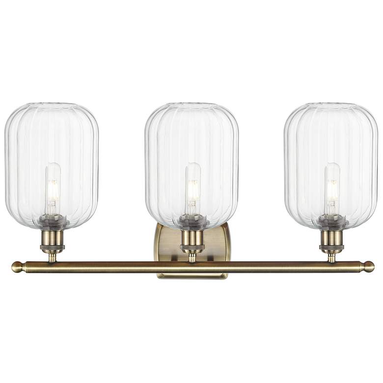 Image 2 Ballston Preston 27"W 3 Light Brass Vanity Light With Clear Jar Shade more views