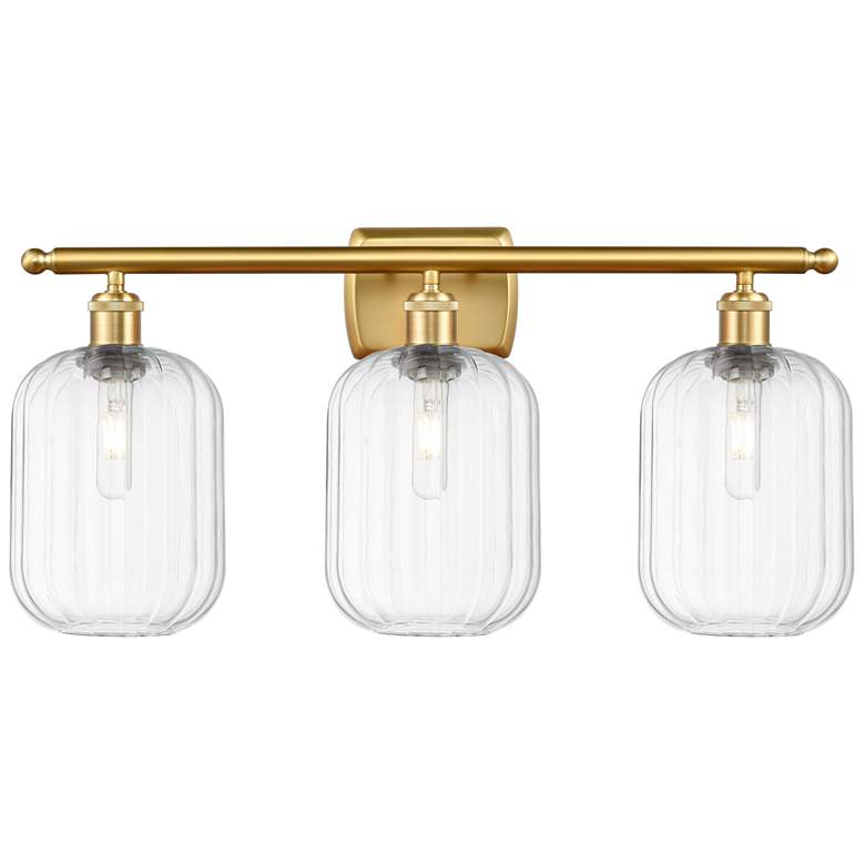 Image 1 Ballston Preston 27"W 3 Light Gold Vanity Light w/ Clear Jar Shade