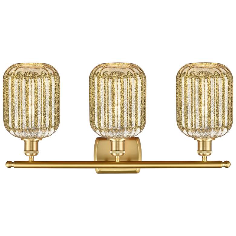 Image 2 Ballston Preston 27"W 3 Light Gold Vanity Light w/ Mercury Jar Shade more views