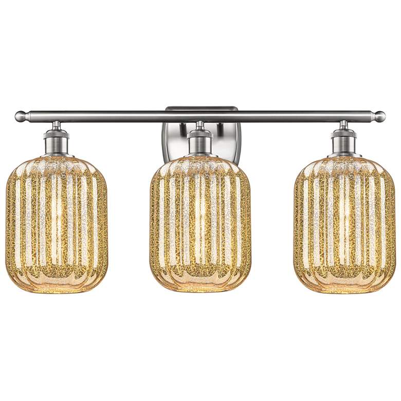 Image 1 Ballston Preston 27"W 3 Light Nickel Bath Light w/ Mercury Jar Shade