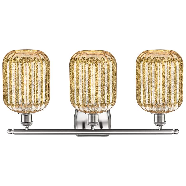 Image 2 Ballston Preston 27"W 3 Light Nickel Bath Light w/ Mercury Jar Shade more views