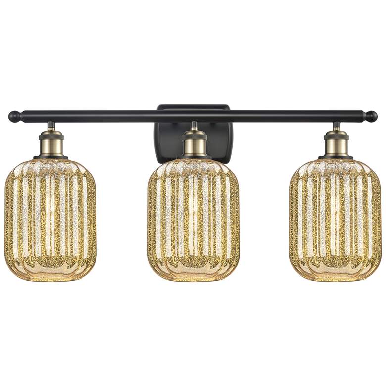 Image 1 Ballston Preston 27"W 3-Lt Black Brass Bath Light w/ Mercury Jar Shade