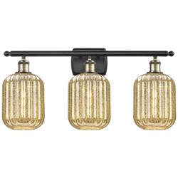 Ballston Preston 27"W 3-Lt Black Brass Bath Light w/ Mercury Jar Shade