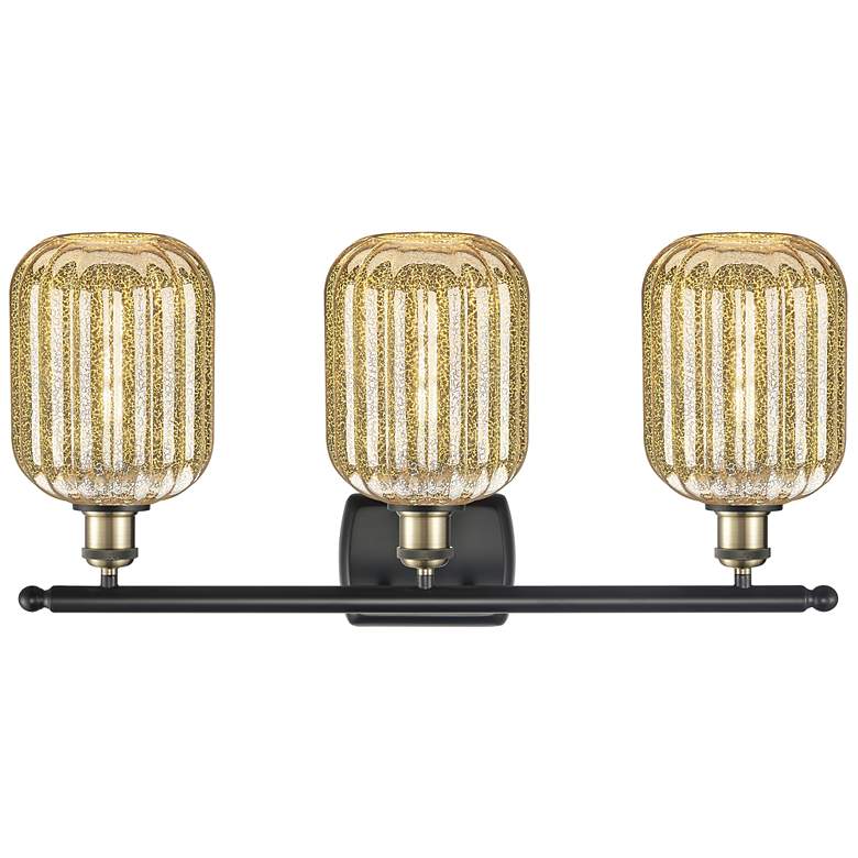 Image 2 Ballston Preston 27"W 3-Lt Black Brass Bath Light w/ Mercury Jar Shade more views