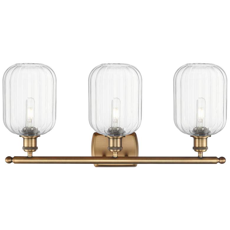 Image 2 Ballston Preston 27"W 3-Lt Brushed Brass Bath Light w/ Clear Jar Shade more views