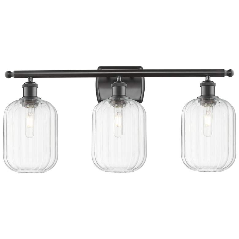 Image 1 Ballston Preston 27"W 3-Lt Oiled Bronze Bath Light w/ Clear Jar Shade
