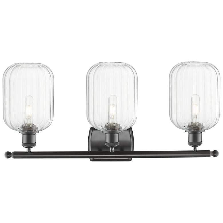Image 2 Ballston Preston 27"W 3-Lt Oiled Bronze Bath Light w/ Clear Jar Shade more views