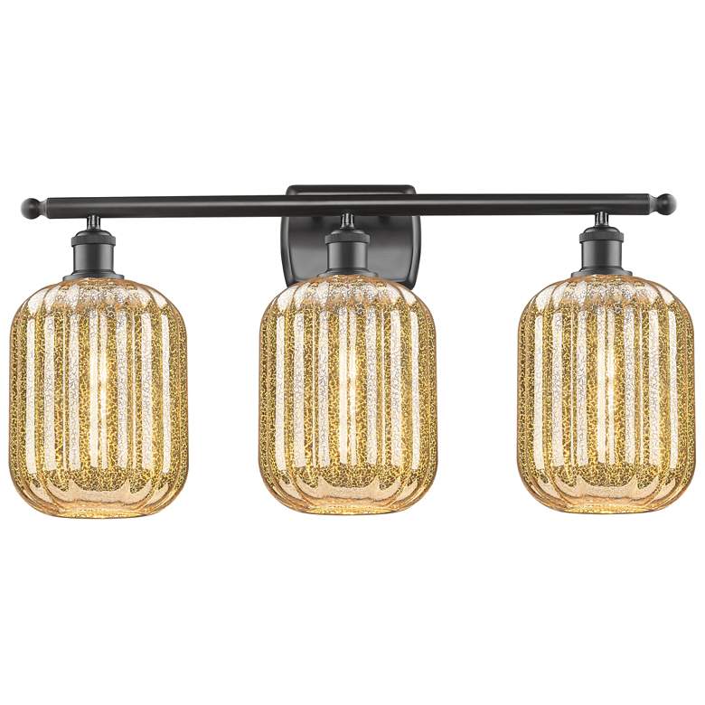 Image 1 Ballston Preston 27"W 3-Lt Oiled Bronze Vanity w/ Mercury Jar Shade