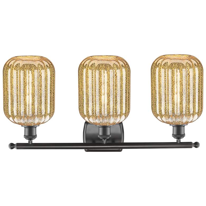 Image 2 Ballston Preston 27"W 3-Lt Oiled Bronze Vanity w/ Mercury Jar Shade more views