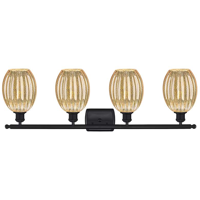 Image 2 Ballston Preston 36"W 4 Light Black Vanity Light w/ Mercury Bulb Shade more views