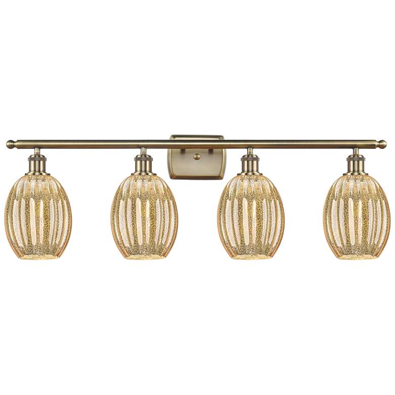 Image 1 Ballston Preston 36"W 4 Light Brass Vanity Light w/ Mercury Bulb Shade