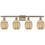 1_Ballston Preston 36"W 4 Light Brass Vanity Light w/ Mercury Bulb Shade