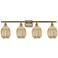Ballston Preston 36"W 4 Light Brass Vanity Light w/ Mercury Bulb Shade