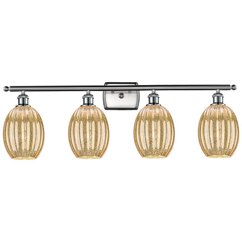 Image 1 Ballston Preston 36"W 4 Light Nickel Bath Light w/ Mercury Bulb Shade