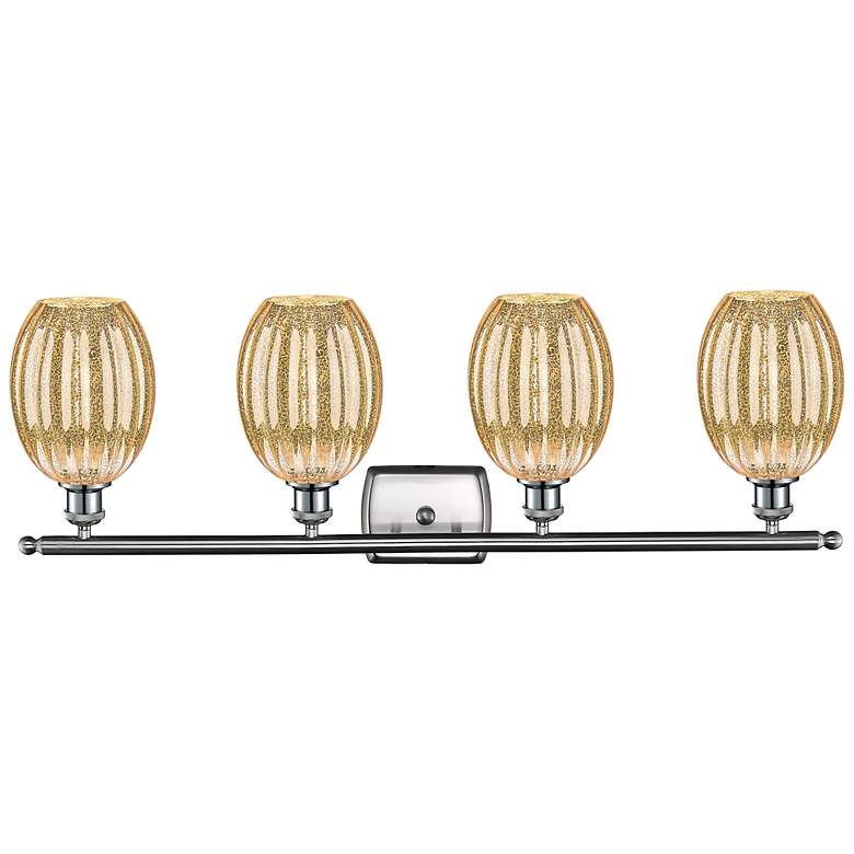 Image 2 Ballston Preston 36"W 4 Light Nickel Bath Light w/ Mercury Bulb Shade more views