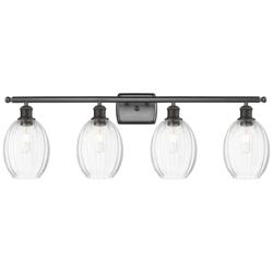 Ballston Preston 36"W 4 Light Oiled Bronze Vanity w/ Clear Bulb Shade