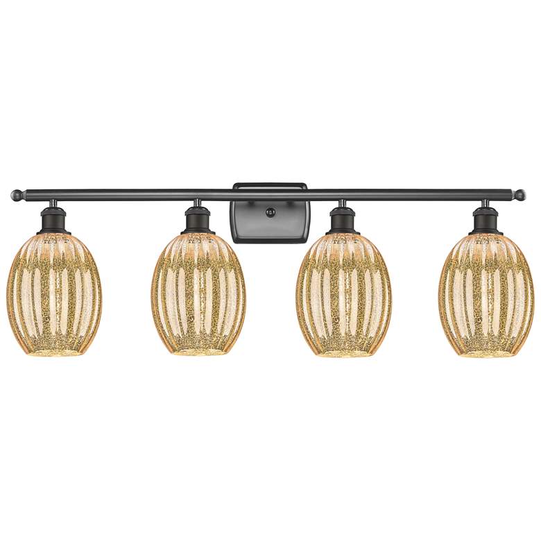 Image 1 Ballston Preston 36"W 4-Lt Oiled Bronze Vanity w/ Mercury Bulb Shade