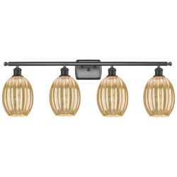 Ballston Preston 36"W 4-Lt Oiled Bronze Vanity w/ Mercury Bulb Shade