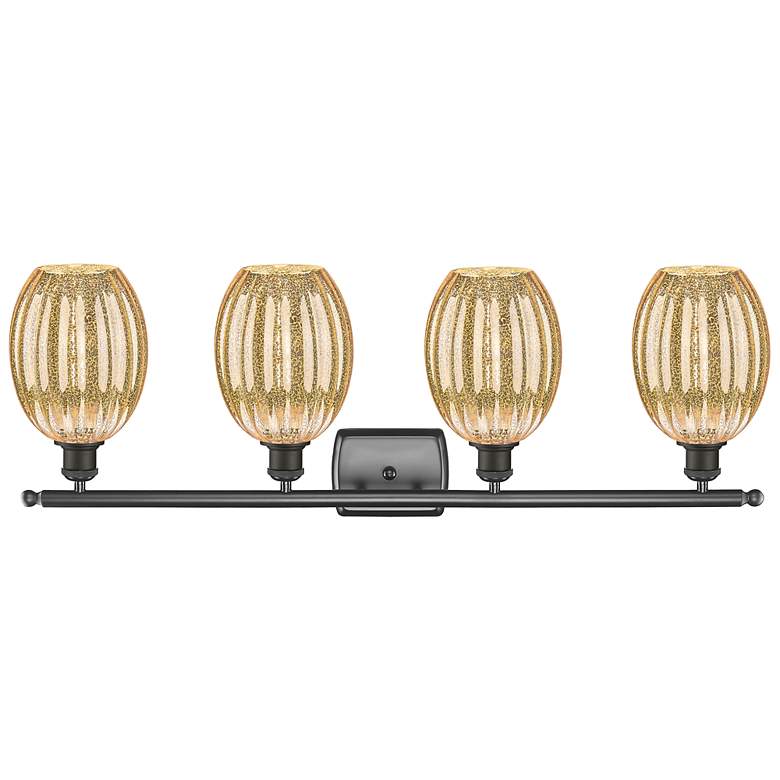 Image 2 Ballston Preston 36"W 4-Lt Oiled Bronze Vanity w/ Mercury Bulb Shade more views