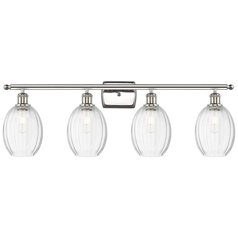 Image 1 Ballston Preston 36"W 4-Lt Polished Nickel Vanity w/ Clear Bulb Shade