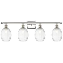 Ballston Preston 36"W 4-Lt Polished Nickel Vanity w/ Clear Bulb Shade