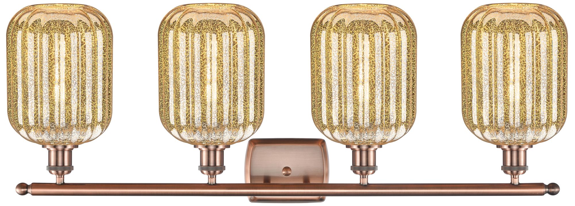 Image 2 Ballston Preston 37"W 4 Light Copper Vanity Light w/ Mercury Jar Shade more views