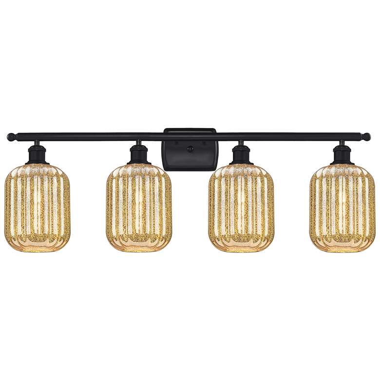 Image 1 Ballston Preston 37"W 4 Light Black Vanity Light w/ Mercury Jar Shade