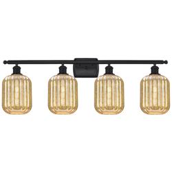 Ballston Preston 37"W 4 Light Black Vanity Light w/ Mercury Jar Shade