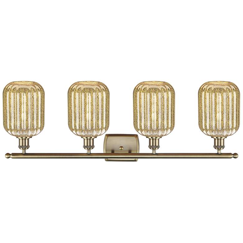 Image 2 Ballston Preston 37"W 4 Light Brass Bath Light With Mercury Jar Shade more views