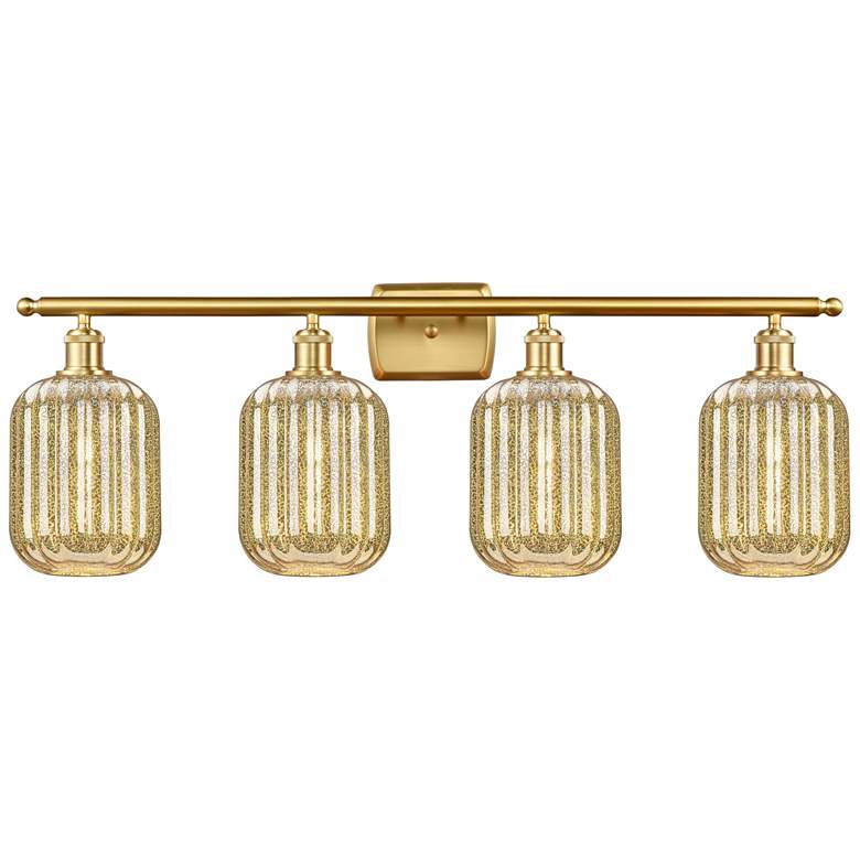 Image 1 Ballston Preston 37"W 4 Light Gold Vanity Light w/ Mercury Jar Shade