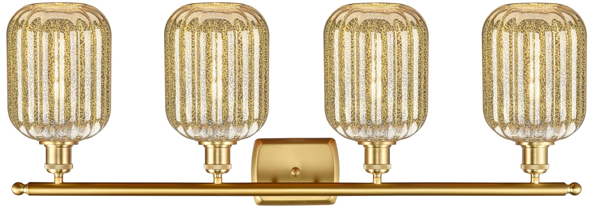 Image 2 Ballston Preston 37"W 4 Light Gold Vanity Light w/ Mercury Jar Shade more views