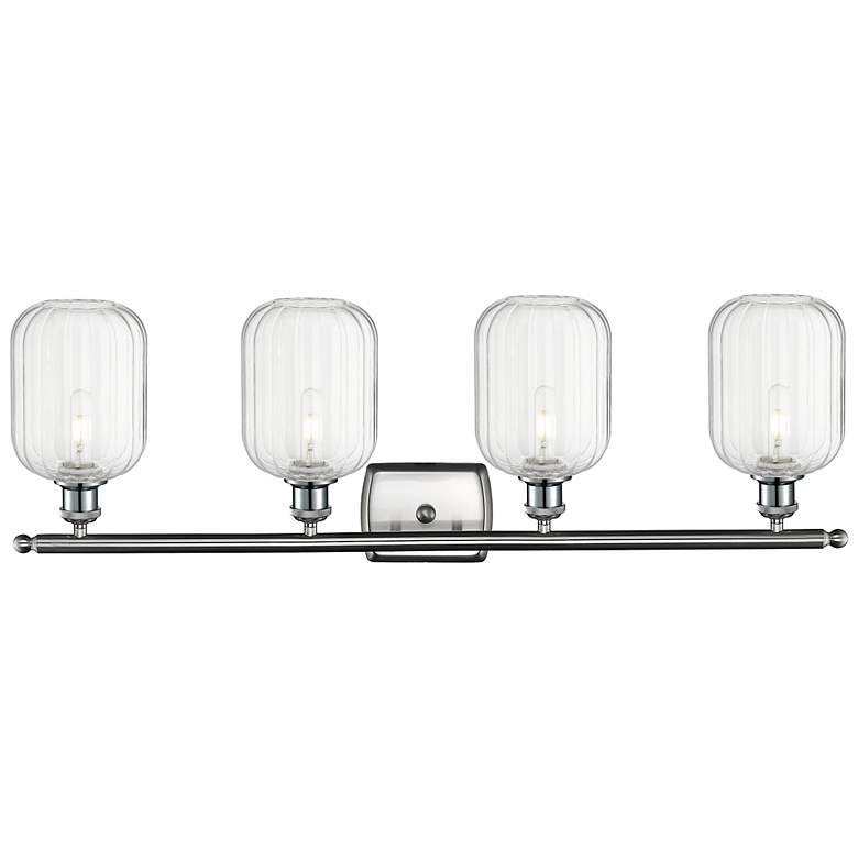 Image 2 Ballston Preston 37"W 4 Light Nickel Bath Light w/ Clear Jar Shade more views
