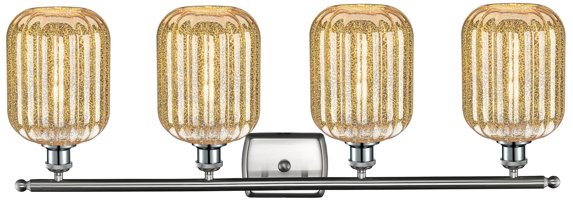 Image 2 Ballston Preston 37"W 4 Light Nickel Bath Light w/ Mercury Jar Shade more views