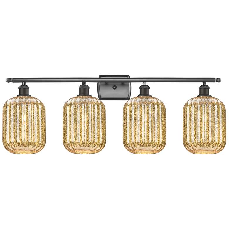 Image 1 Ballston Preston 37"W 4 Light Oiled Bronze Vanity w/ Mercury Jar Shade