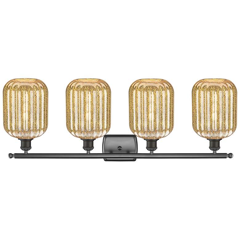 Image 2 Ballston Preston 37"W 4 Light Oiled Bronze Vanity w/ Mercury Jar Shade more views