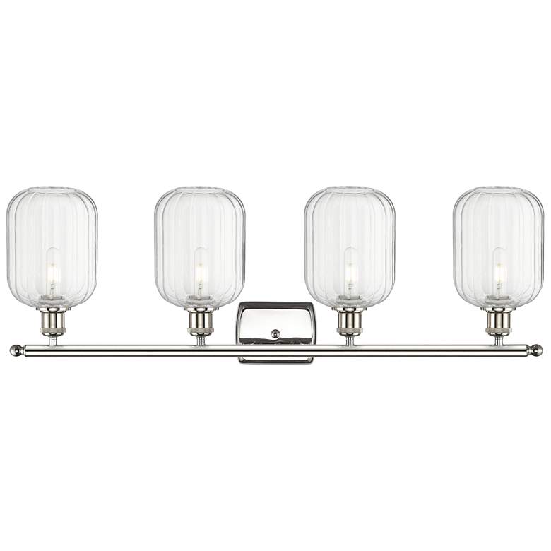 Image 2 Ballston Preston 37"W 4-Lt Polished Nickel Vanity w/ Clear Jar Shade more views